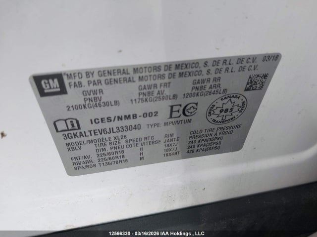 3GKALTEV6JL333040 GMC Terrain Sle