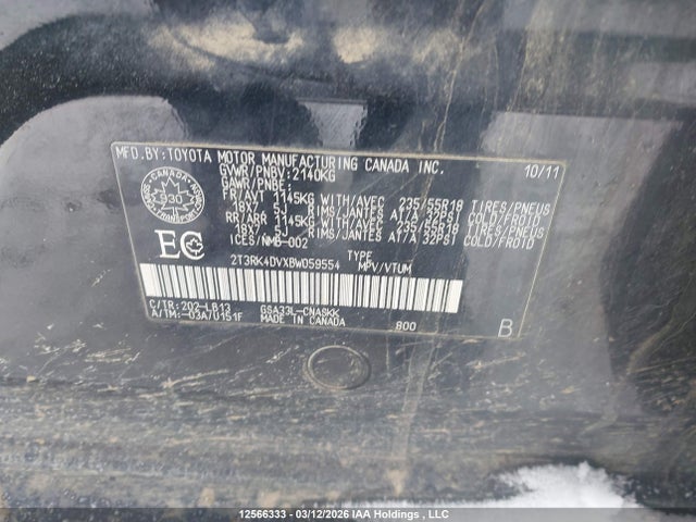2011 Toyota Rav4 Sport მანქანა იყიდება აუქციონზე, vin: 2T3RK4DVXBW059554, აუქციონის ნომერი: 12566333