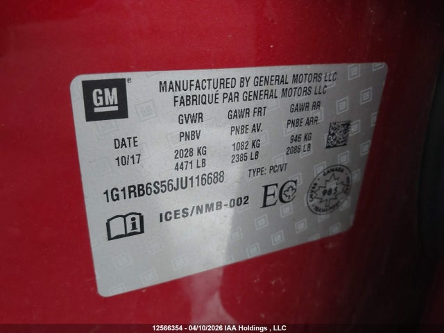 1G1RB6S56JU116688 Chevrolet Volt Premier