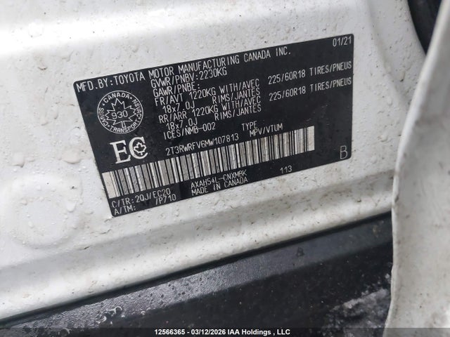 2T3RWRFV6MW107813 Toyota Rav4 Hybrid Xle