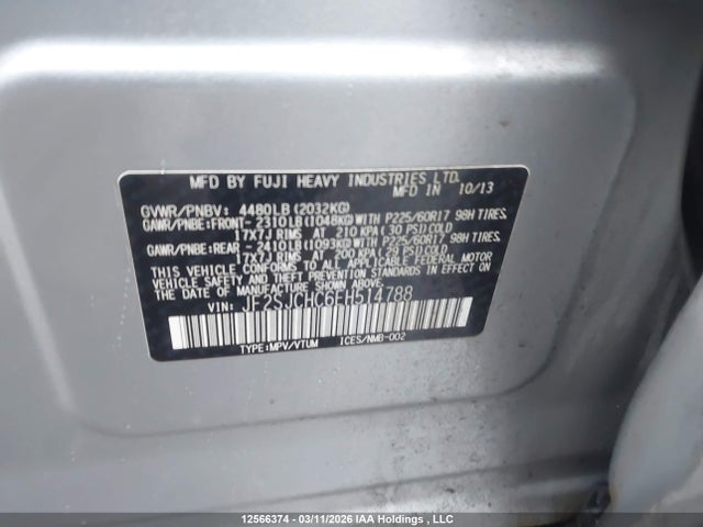 12566374 :رقم المزاد ، JF2SJCHC6EH514788 vin ، 2014 Subaru Forester مزاد بيع