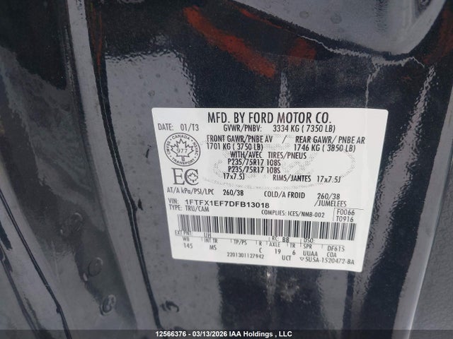 Aukcja sprzedaży 2013 Ford F-150 Fx4/lariat/stx/xl/xlt, vin: 1FTFX1EF7DFB13018, numer aukcji: 12566376