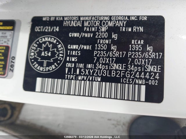 5XYZU3LB2FG244424 Hyundai Santa Fe