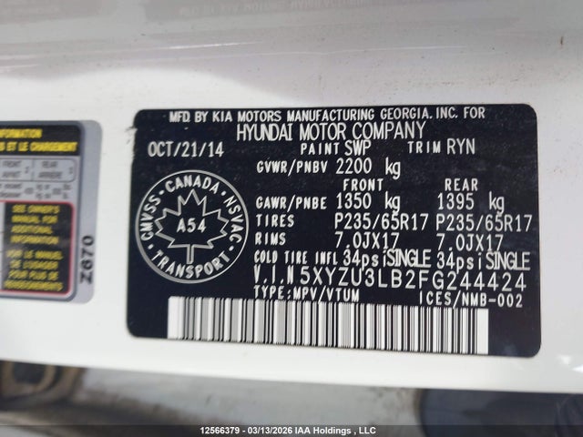 5XYZU3LB2FG244424 Hyundai Santa Fe
