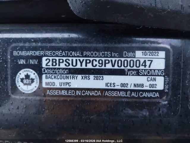 Skidoo Backcountry X-rs 850 Rer 2023 2BPSUYPC9PV000047 Image 9