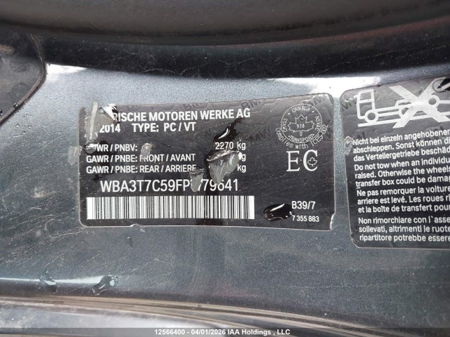 12566400 :رقم المزاد ، WBA3T7C59FPW79641 vin ، 2015 Bmw 435i Xdrive مزاد بيع