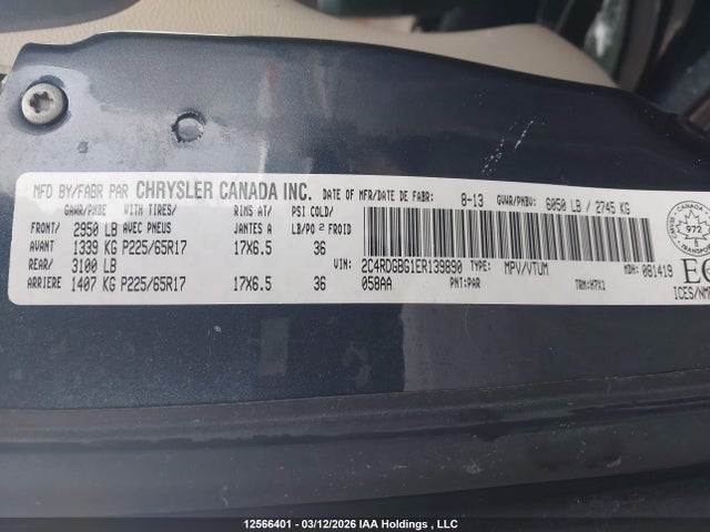 Aukcja sprzedaży 2014 Dodge Grand Caravan Se/sxt, vin: 2C4RDGBG1ER139890, numer aukcji: 12566401