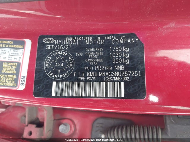 KMHLM4AG3NU257251 Hyundai Elantra