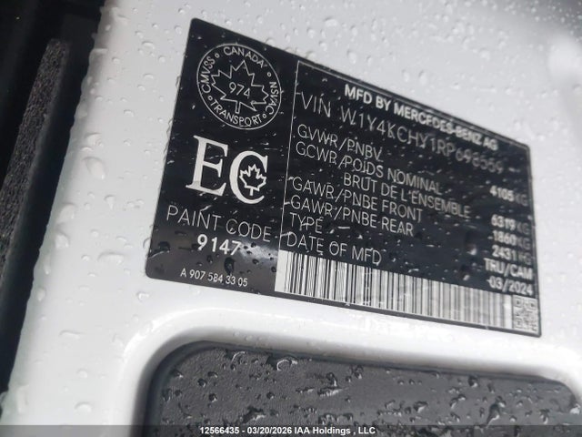 12566435 :رقم المزاد ، W1Y4KCHY1RP698559 vin ، 2024 Mercedes-benz Sprinter 2500 مزاد بيع