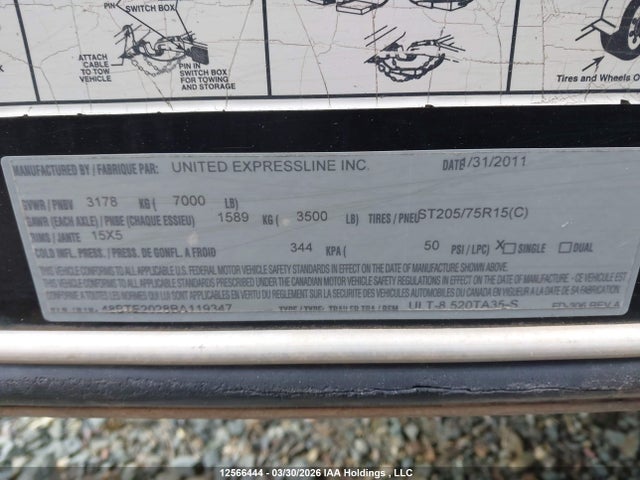 2011 United Express Line Inc Trailer Enclosed მანქანა იყიდება აუქციონზე, vin: 48BTE2028BA119347, აუქციონის ნომერი: 12566444