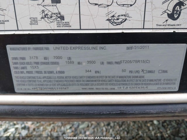 2011 United Express Line Inc Trailer Enclosed მანქანა იყიდება აუქციონზე, vin: 48BTE2028BA119347, აუქციონის ნომერი: 12566444