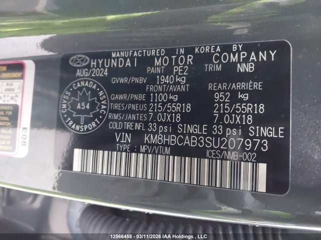 2025 Hyundai Kona Sel მანქანა იყიდება აუქციონზე, vin: KM8HBCAB3SU207973, აუქციონის ნომერი: 12566458