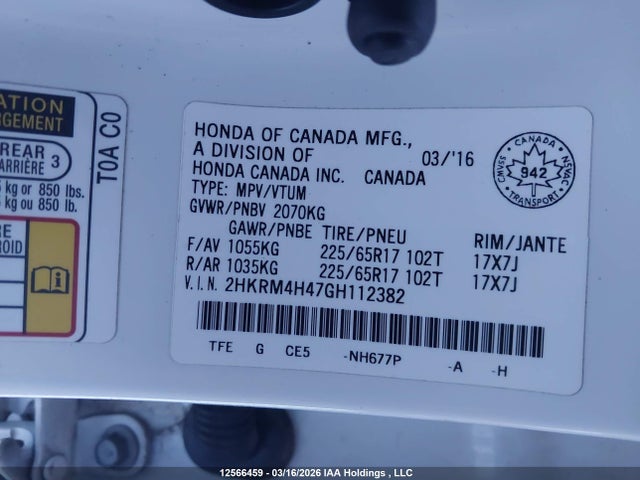 2HKRM4H47GH112382 Honda CR-V SE
