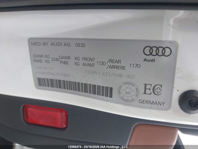 12566474 :رقم المزاد ، WAUENCF55LA014824 vin ، 2020 Audi A5 مزاد بيع