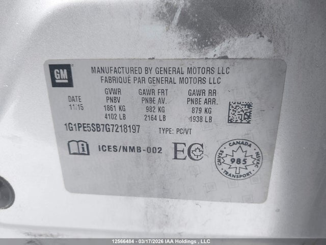 1G1PE5SB7G7218197 Chevrolet Cruze Limited Lt