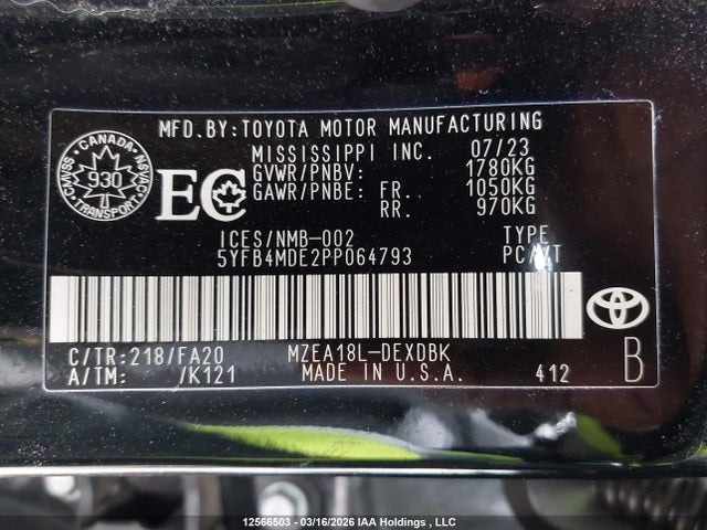 Toyota Corolla 2023 5YFB4MDE2PP064793 Image 9