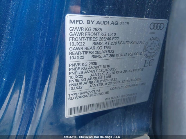 WA1DVAF19KD038891 Audi Q8