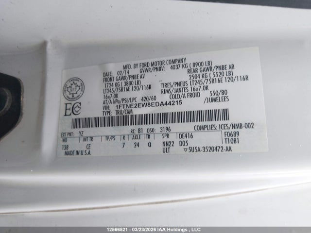 Aukcja sprzedaży 2014 Ford E-250 Commercial, vin: 1FTNE2EW8EDA44215, numer aukcji: 12566521