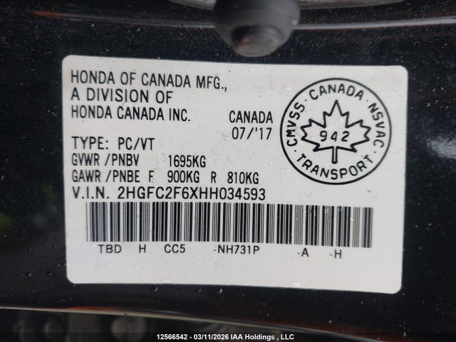 Aukcja sprzedaży 2017 Honda Civic Lx, vin: 2HGFC2F6XHH034593, numer aukcji: 12566542
