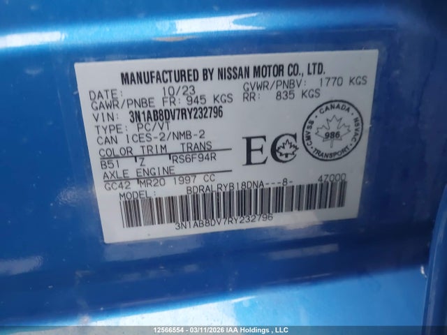 2024 Nissan Sentra Sr მანქანა იყიდება აუქციონზე, vin: 3N1AB8DV7RY232796, აუქციონის ნომერი: 12566554