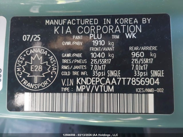 KNDEPCAA7T7856904 KIA Seltos Lx