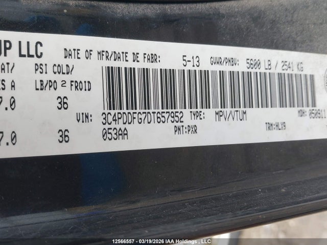 Продаж на аукціоні авто 2013 Dodge Journey R/t, vin: 3C4PDDFG7DT657952, номер лоту: 12566557