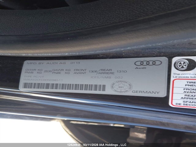 Продаж на аукціоні авто 2013 Audi S7 4.0t, vin: WAUW2CFC0DN098511, номер лоту: 12524938
