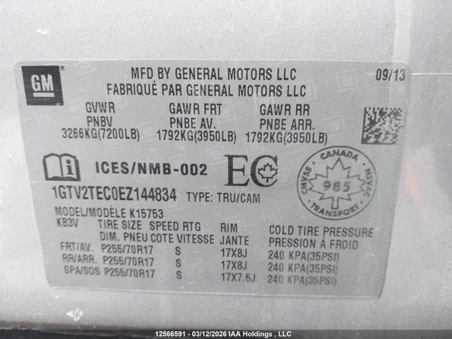 1GTV2TEC0EZ144834 GMC Sierra K1500