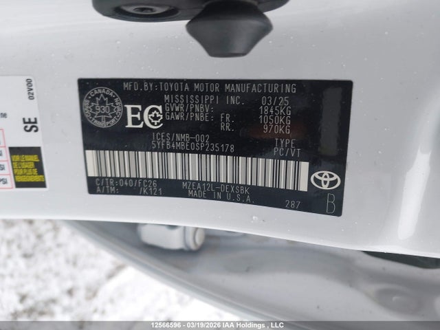 Aukcja sprzedaży 2025 Toyota Corolla Se/xse, vin: 5YFB4MBE0SP235178, numer aukcji: 12566596