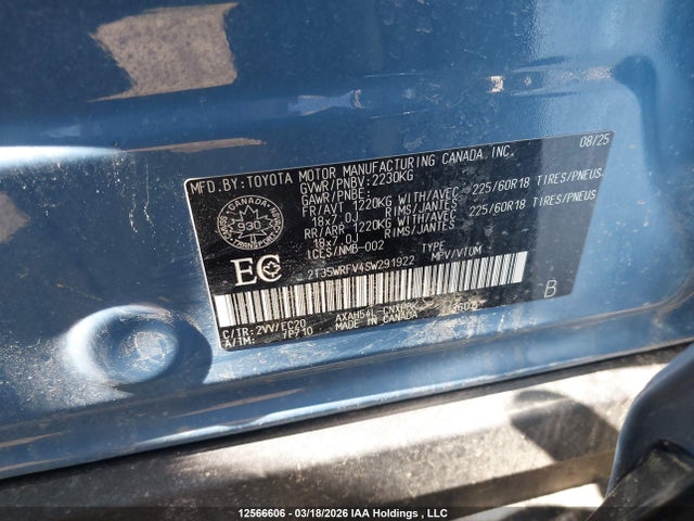 12566606 :رقم المزاد ، 2T35WRFV4SW291922 vin ، 2025 Toyota Rav4 Hybrid Xse مزاد بيع