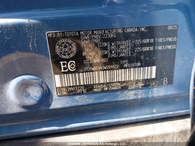 12566606 :رقم المزاد ، 2T35WRFV4SW291922 vin ، 2025 Toyota Rav4 Hybrid Xse مزاد بيع
