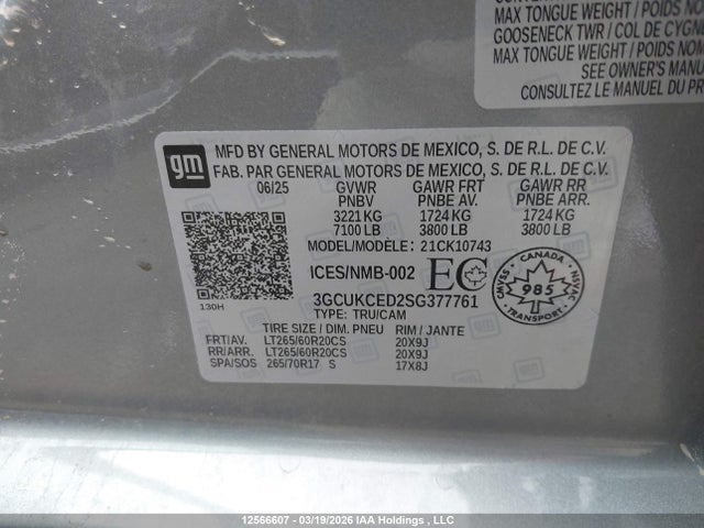 Aukcja sprzedaży 2025 Chevrolet Silverado 1500 4wd Custom Trail Boss, vin: 3GCUKCED2SG377761, numer aukcji: 12566607