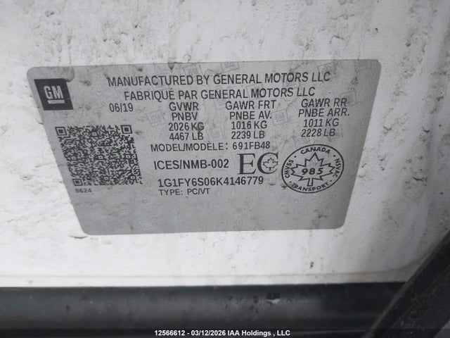 1G1FY6S06K4146779 Chevrolet BOLT EV LT