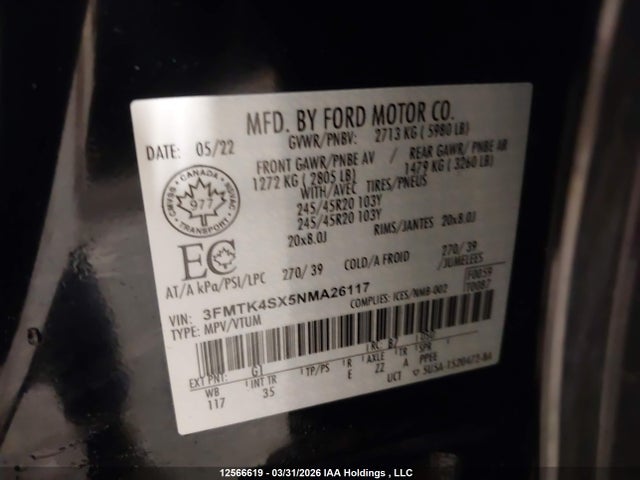 3FMTK4SX5NMA26117 Ford Mustang Mach-e Gt