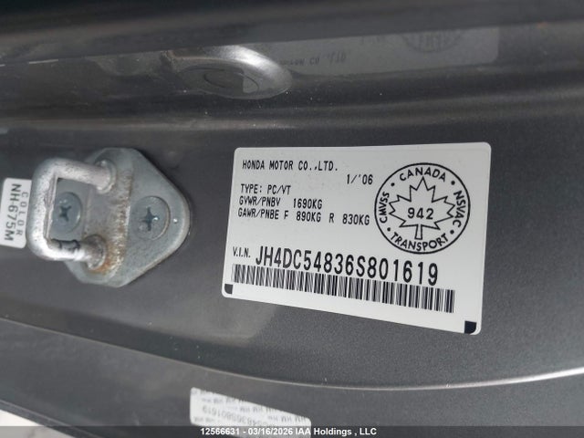 Aukcja sprzedaży 2006 Acura Rsx Premium, vin: JH4DC54836S801619, numer aukcji: 12566631