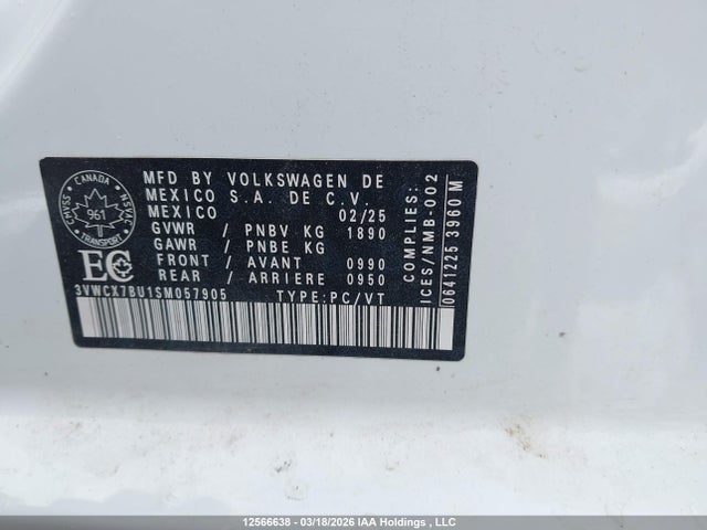 3VWCX7BU1SM057905 Volkswagen Jetta