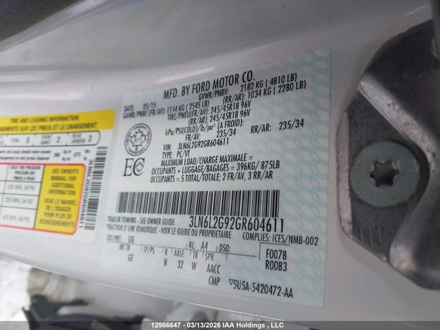 Lincoln MKZ 2016 3LN6L2G92GR604611 Image 9