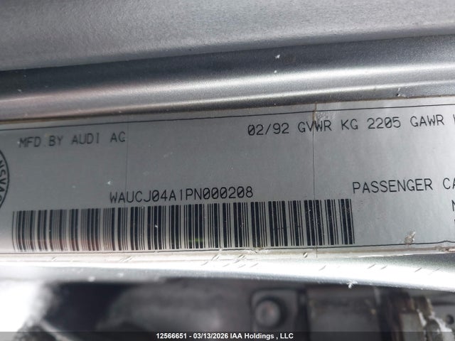 12566651 :رقم المزاد ، WAUCJ04A1PN000208 vin ، 1993 Audi 100 S Quattro مزاد بيع