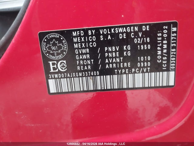 3VWD07AJXGM337409 Volkswagen Jetta 1.8t Sport
