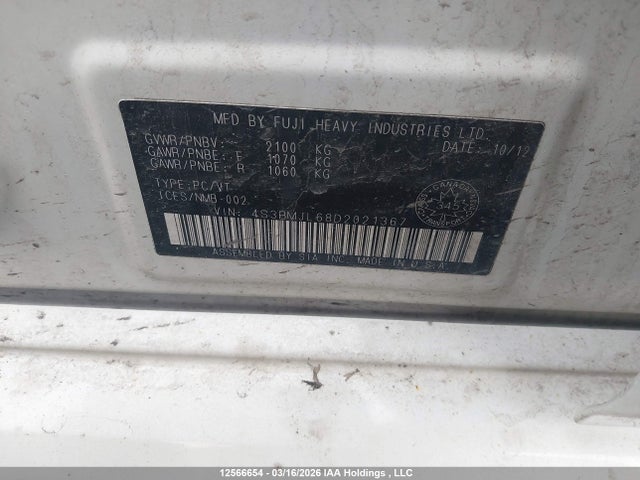 Aukcja sprzedaży 2013 Subaru Legacy, vin: 4S3BMJL68D2021367, numer aukcji: 12566654
