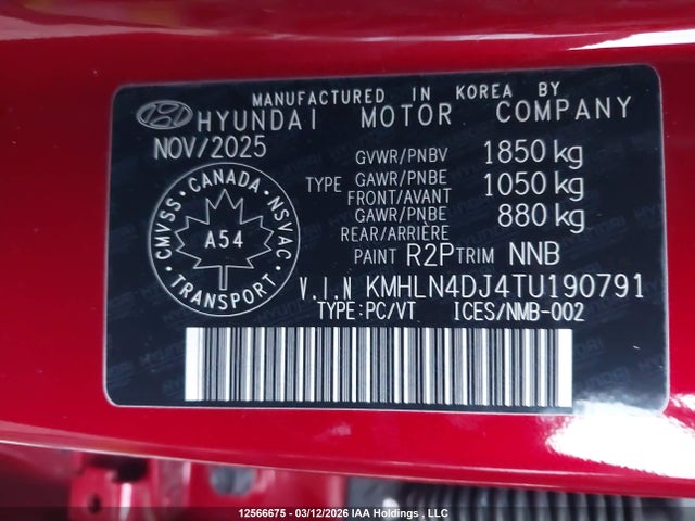 Продаж на аукціоні авто 2026 Hyundai Elantra Luxury Hybrid, vin: KMHLN4DJ4TU190791, номер лоту: 12566675