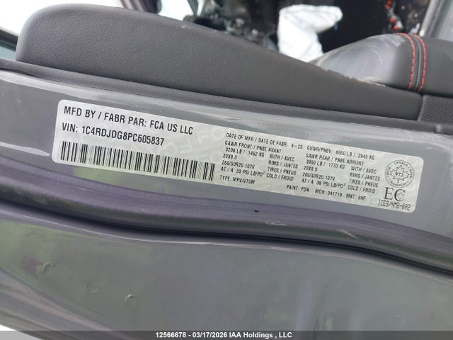 Aukcja sprzedaży 2023 Dodge Durango Gt Plus, vin: 1C4RDJDG8PC605837, numer aukcji: 12566678