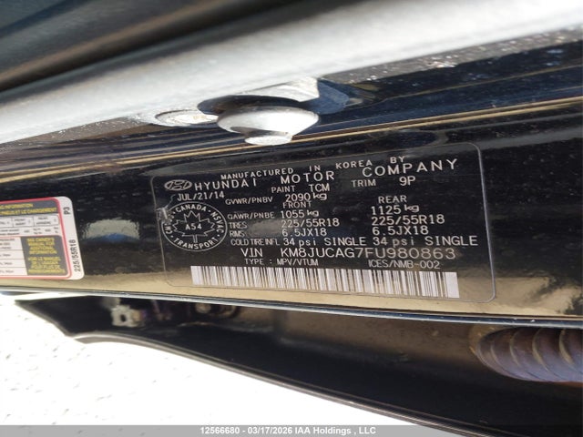 12566680 :رقم المزاد ، KM8JUCAG7FU980863 vin ، 2015 Hyundai Tucson Limited مزاد بيع