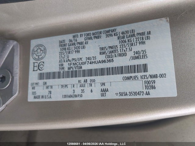 Ford ESCAPE S 2017 1FMCU0F74HUA96365 Image 18