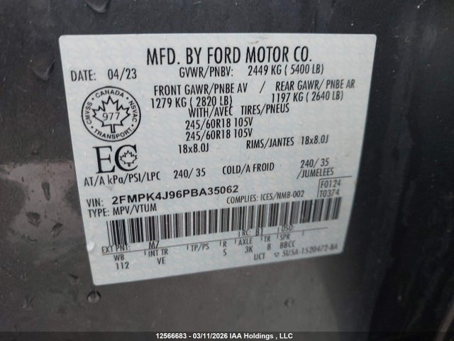 2FMPK4J96PBA35062 Ford EDGE SEL