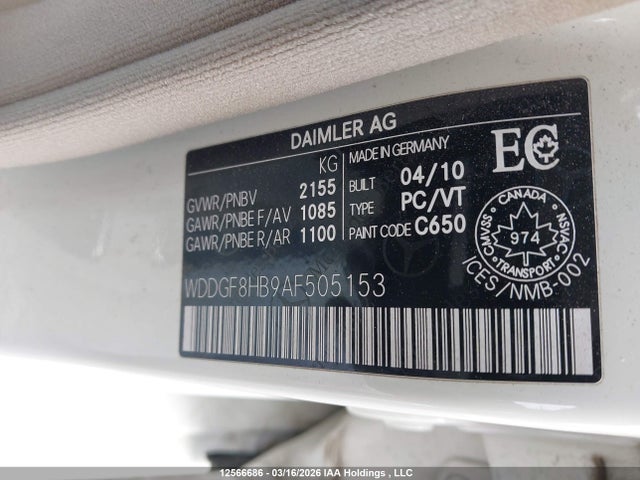 Aukcja sprzedaży 2010 Mercedes-benz C 350 4matic, vin: WDDGF8HB9AF505153, numer aukcji: 12566686