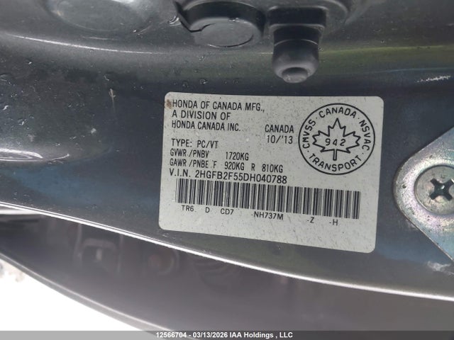 Aukcja sprzedaży 2013 Honda Civic Ex 4dr, vin: 2HGFB2F55DH040788, numer aukcji: 12566704