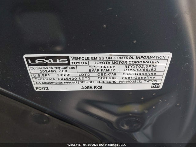 Продаж на аукціоні авто 2024 Lexus Rx 350h Base/350h Premium/350h Premium Plus/350h Luxury, vin: 2T2BBMCA3RC052476, номер лоту: 12566716