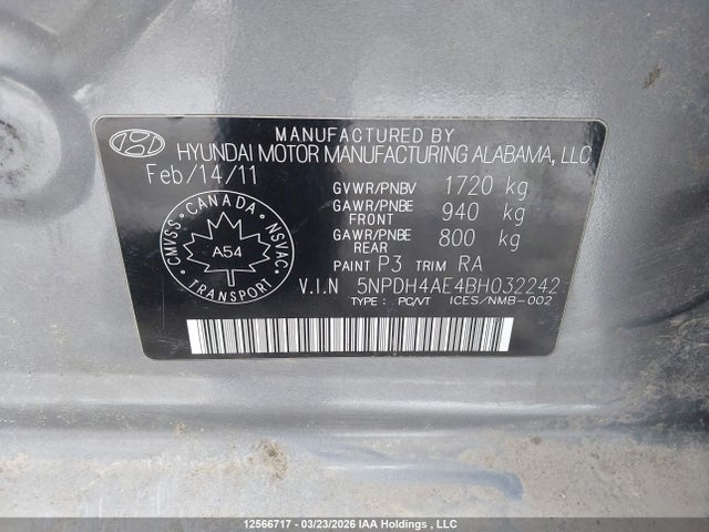 Продаж на аукціоні авто 2011 Hyundai Elantra, vin: 5NPDH4AE4BH032242, номер лоту: 12566717