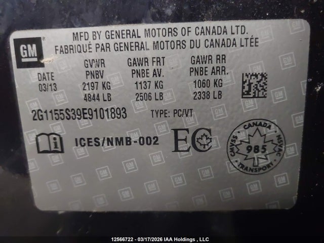 2014 Chevrolet Impala მანქანა იყიდება აუქციონზე, vin: 2G1155S39E9101893, აუქციონის ნომერი: 12566722